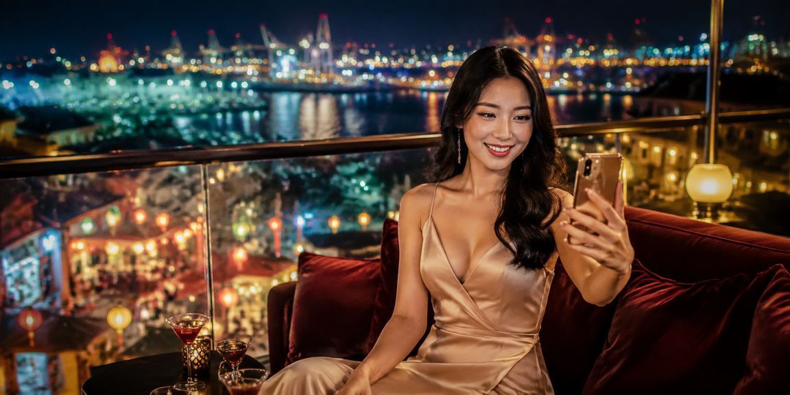 Chợ đêm Hải Phòng minh họa người dùng kiểm tra bảo mật trên điện thoại